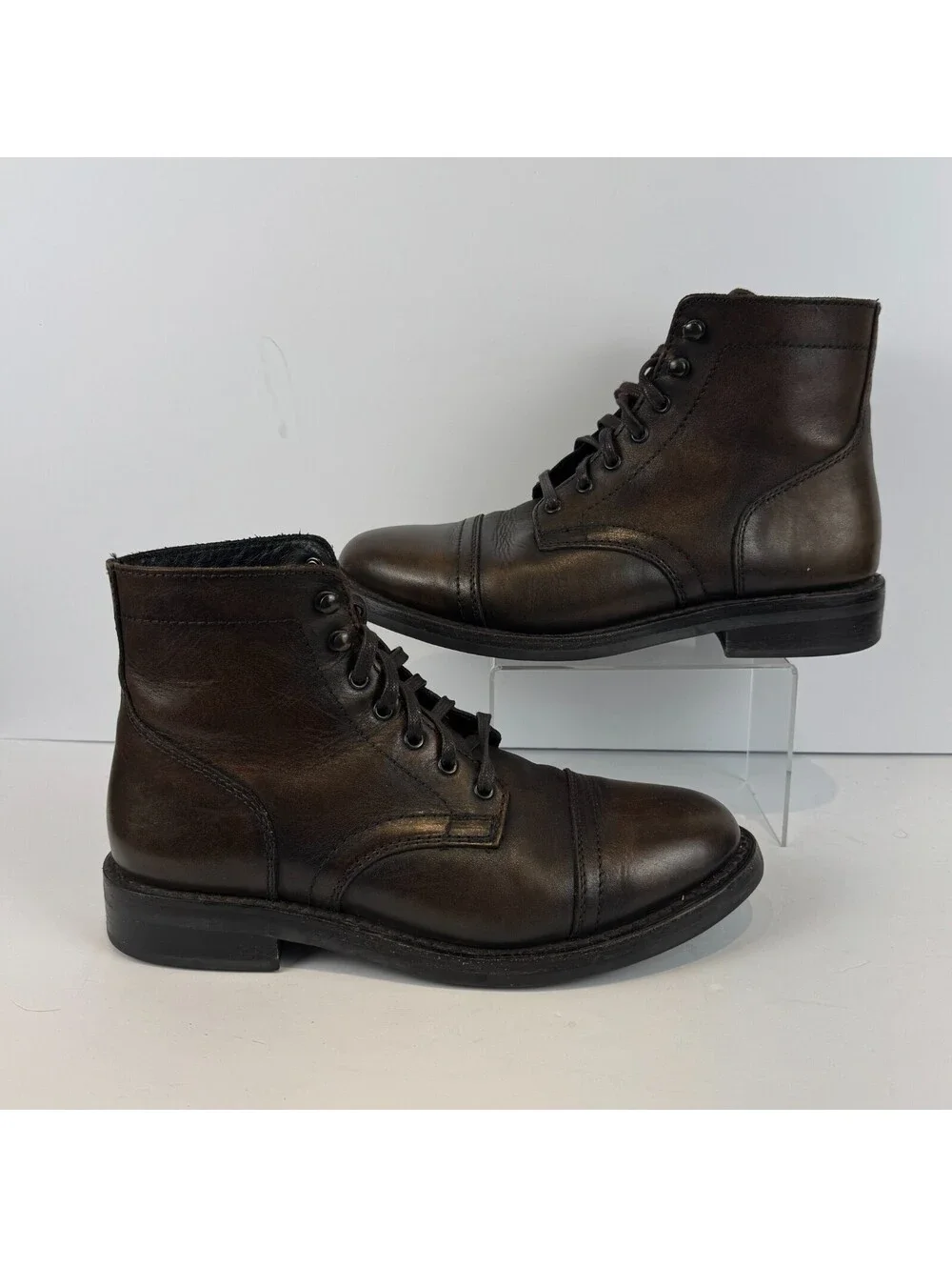Thursday Boot Co Everyday Round Cap Toe Dark Brown Leather Lace Boots Mens Sz 9